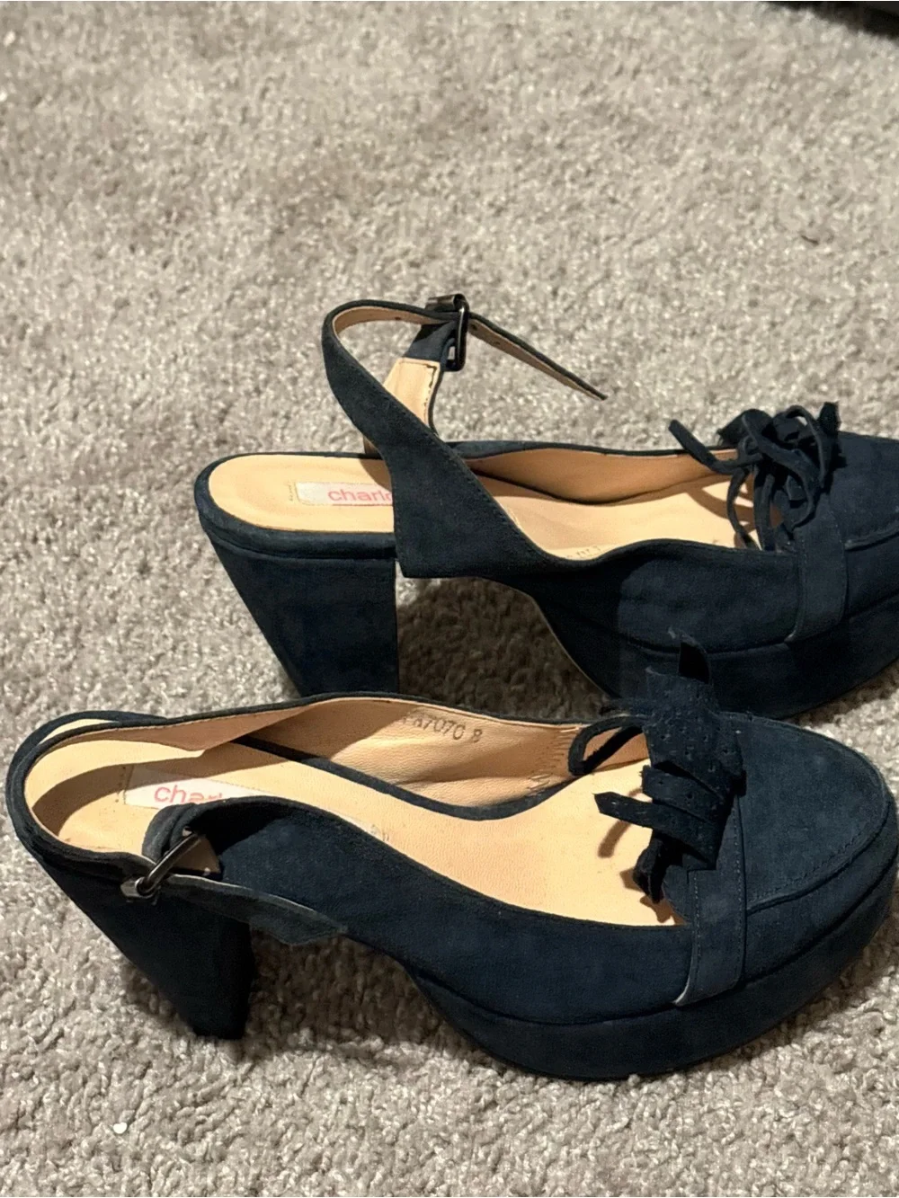 Vintage Charlotte Ronson Teal suede platforms